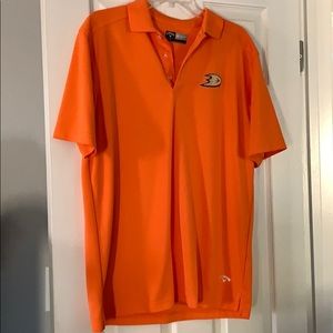 Anaheim Ducks Callaway Golf Polo Shirt Orange M